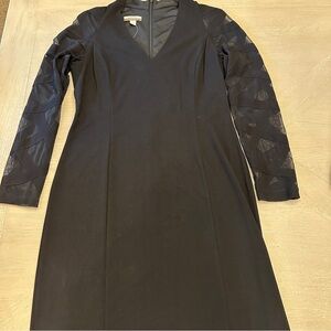 Boston Proper Black Sheath V-Neck Long Sleeve Dress
